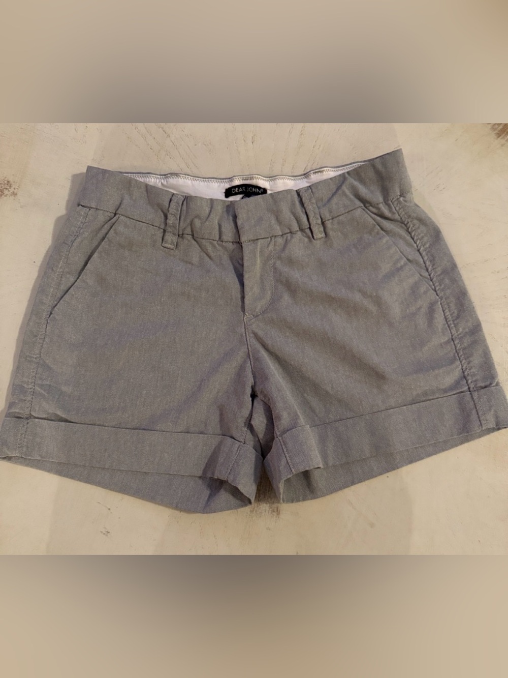 Dear John grey cuffed hem cotton blend shorts size 28